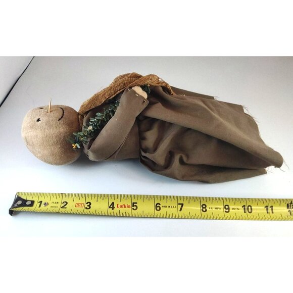 Primitive Handmade Rag Doll With Brown Dress & Scarf - Picture 12 of 13